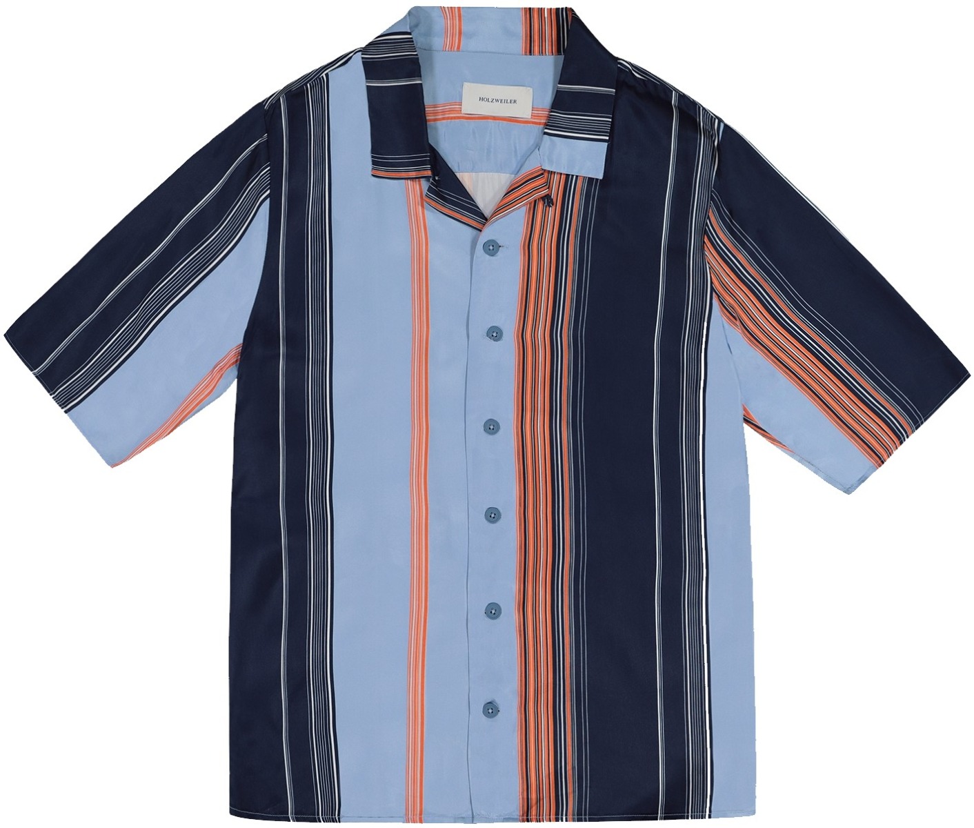 BO SHIRT BLÅ OG ORANSJE STRIPETE KORTERMET SKJORTE | Hoyer.no kortermet skjorte til dress